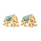 Dyed Synthetic Turquoise Pendants, Elephant Charms, with PVD Vacuum Plating 304 Stainless Steel Settings, Real 18K Gold Plated , Turquoise, 24x29x7mm, Hole: 1.5mm