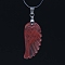 Cherry Quartz Glass Pendants, with Platinum Tone Brass Findings, Wing, 35x17mm