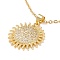 Clear Cubic Zirconia Sun Pendant Necklace, 304 Stainless Steel Jewelry for Women, Golden, 17.72 inch(45cm)