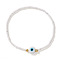 1Pc Glass Seed Beads Stretch Bracelets, Lampwork Evil Eye Jewelry for Women, White, Inner Diameter: 6-7/8 inch(17.5cm)