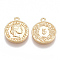 Brass Coin Charms, Flat Round, Nickel Free, Real 18K Gold Plated, 14x12x2mm, Hole: 1mm