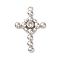 Brass Micro Pave Cubic Zirconia Pendants, Cross Charms, Rack Plating, Long-Lasting Plated, Cadmium Free & Lead Free, Platinum, 29x19x4mm, Hole: 1.6mm