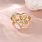 Heart with Flower Hollow Out Brass Finger Rings, Golden, Letter B, Inner Diameter: 17mm