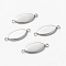 Non-Tarnish 304 Stainless Steel Cabochon Connectoe Settings, Horse Eye, Stainless Steel Color, 23x9x1.5mm, Hole: 1.8mm, Tray: 16x8mm