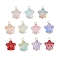 Star Gradient Color Baking Paint Transparent Glass Connector Charms, with 304 Stainless Steel Eye Pins Loops, Golden, 19x15x8mm, Hole: 2mm and 2.5mm