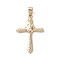 Brass Micro Pave Clear Cubic Zirconia Pendants, Cadmium Free & Nickel Free & Lead Free, Cross, Real 18K Gold Plated, 34x23x3mm, Hole: 6x3.5mm