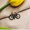 Light Gold Plated Alloy Enamel Pendants, Bicycle, Pendant Accessories, Black, 18x25mm