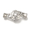 Brass Micro Pave Clear Cubic Zirconia Fold Over Clasps, Cadmium Free & Nickel Free & Lead Free, Flower, Platinum, 30mm