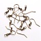 Iron Earring Hooks, Ear Wire, with Horizontal Loop, Cadmium Free & Nickel Free & Lead Free, Antique Bronze, 17~19x0.8mm, Hole: 2mm, 22 Gauge, Pin: 0.6mm