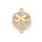 Brass Micro Pave Clear Cubic Zirconia Links Connector Charms, Golden, Flat Round, 10x14x2mm, Hole: 1mm