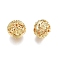 Brass Beads, Nickel Free, Round, Real 18K Gold Plated, 10x8.5mm, Hole: 1.2mm