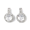 Brass Micro Pave Cubic Zirconia Pendants, Cadmium Free & Nickel Free & Lead Free, Flat Round Charms, Platinum, 12.5x8.5x5mm, Hole: 1.4x3mm