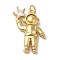 Rack Plating Brass Micro Pave Clear Cubic Zirconia Pendants, with Jump Ring, Long-Lasting Plated, Lead Free & Cadmium Free, Spaceman, Real 18K Gold Plated, 25.5x18x4.5mm, Hole: 3mm
