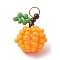 Handmade Glass Seed Beaded Apple Pendants, with 304 Stainless Steel Jump Ring , Orange, 16x10mm, Hole: 2.8mm