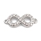 Brass Pave Clear Cubic Zirconia Infinity Connector Charms, Long-Lasting Plated, Lead Free & Cadmium Free, Number 8 Links, Platinum, 6x15x2.5mm, Hole: 0.9mm