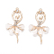 20Pcs Alloy Big Pendants, Ballerina Charms with Faceted Resin & Crystal Rhinestone, Golden, Misty Rose, 59~60x30~31x4.5mm, Hole: 2.5mm