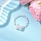 Natural Rose Quartz Beaded Rings, with Brass Beads & Elastic Crystal Thread, Inner Diameter: 19mm
