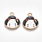 Alloy Pendants, Cadmium Free & Lead Free, with Enamel, Girl, Light Gold, White, 17x15x2mm, Hole: 2mm