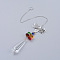 Crystals Chandelier Suncatchers Prisms, Pointed Bullet Glass Hanging Pendant, with Rhinestone, Bee Iron Links and Cable Chain, Faceted, Platinum, 355x2mm