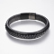 Braided Leather Cord Bracelets, with 304 Stainless Steel Magnetic Clasps, Black, 8-5/8 inch(220mm), 29x14x8mm