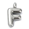 Anti-Tarnish 304 Stainless Steel Pendants, Letter Charm, Letter F, 19.5x11x4mm, Hole: 1.6mm