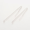 Brass Stud Earring Findings, Ear Threads, Nickel Free, Real Platinum Plated, 82~85x1mm, Pin: 0.7mm