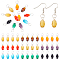144Pcs 8 Sets Birthstone Glass Pendants, with Iron Jump Ring, Teardrop, Mixed Color, 20mm, Hole: 4.6mm