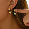 Christmas 201 Stainless Steel Deer Horn Hoop Earrings, Golden, 25x12mm, deer:12x12mm