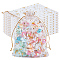 50Pcs Gold Stamping Moon & Star Organza Drawstring Gift Storage Bags, Rectangle, White, 18x13cm