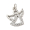 Rack Plating Brass Micro Pave Cubic Zirconia Pendants, with Jump Ring, Cadmium Free & Lead Free, Long-Lasting Plated, Angel, Platinum, 16.5x14.5x2mm, Hole: 3.4mm