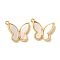 Brass Pave Shell Butterfly Charms, Real 18K Gold Plated, 11x13x2.5mm, Hole: 1mm