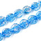 Handmade Lampwork Beads Strands, Flat Round with Rose, with Glitter Powder, Dodger Blue, 15.5~17.5x7~8.5mm, Hole: 1.4~1.5mm, about 30pcs/strand, 18.50 inch(47cm)