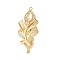 Brass Micro Pave Clear Cubic Zirconia Fold Over Clasps, Cadmium Free & Nickel Free & Lead Free, with Resin, Leaf, Real 18K Gold Plated, 37mm, Hole: 1.2mm