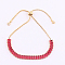 Tennis Bracelet, Golden Brass Link Chains Slider Bracelet for Women, Cerise, No Size