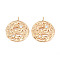 Brass Micro Pave Clear Cubic Zirconia Pendants, Nickel Free, Textured, Flat Round, Real 18K Gold Plated, 21x18x2mm, Hole: 1.8mm