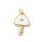 Autumn Theme Rack Plating Brass Cubic Zirconia Pendants, with Enamel and Jump Ring, Long-Lasting Plated, Cadmium Free & Lead Free, Star with Mushroom, Real 18K Gold Plated, White, 18.5x12x2mm, Hole: 3mm