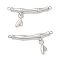 Non-Tarnish 304 Stainless Steel Connector Charms, Bamboo Link, Stainless Steel Color, 14x30x3.5mm, Hole: 1.6mm
