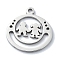 Non-Tarnish 304 Stainless Steel Pendants, Laser Cut, Flat Round with Couple Charm, Stainless Steel Color, 15.5x15x1mm, Hole: 1.2mm