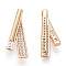 925 Sterling Silver Micro Pave Cubic Zirconia Pendants, with Jump Ring, Diagonal Charms, Nickel Free, Real 18K Gold Plated, 17.5x7.5x5mm, Hole: 2.5x3.5mm