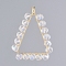 Electroplate Glass Links connectors, with Real 18K Gold Plated Brass Links connectors, Triangle, Clear AB, 59x48x7.5mm, Hole: 1.2mm