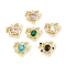 Alloy Pendant, with Glass, Heart Charms, Long-Lasting Plated, 
Lead Free & Cadmium Free, Light Gold, Mixed Color, 19x21x4.5mm, Hole: 1.6mm