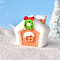 Christmas Themed Resin House Figurine, Micro Landscapes Ornament Accessories, Coral, 38x42mm