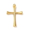 304 Stainless Steel Pendants, Cross Charm, Real 14K Gold Plated, 27.5x17x3.5mm, Hole: 1mm