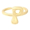Rack Plating Brass Open Cuff Rings, Long-Lasting Plated, Letter, Letter P, 14mm