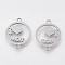 Mother's Day Tarnish Resistant 201 Stainless Steel Links connectors, Laser Cut Links, Flat Round with Word MOM, Stainless Steel Color, 19x15x1mm, Hole: 1mm