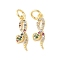 Brass Micro Pave Cubic Zirconia Pendants, Cadmium Free & Nickel Free & Lead Free, Snake Charms, with Jump Ring, Real 18K Gold Plated, 17x7x3mm, Hole: 3mm