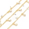 Brass Curb Chains, with ABS Plastic Imitation Pearl & Glass Charms, Soldered, with Spool, Real 18K Gold Plated, 1.5mm