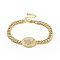 Clear Cubic Zirconia Oval with Butterfly Link Bracelet, Brass Jewelry for Women, Golden, 7-1/8 inch(18cm)