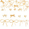 14Pcs 7 Styles Brass Charms, Real 18K Gold Plated, Bowknot, Golden, 10~33x10.5~41x2.5~5.5mm, Hole: 1~3mm, 2pcs/style