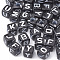 Opaque Horizontal Hole Acrylic Beads, Mixed Letters, Cube, Black & White, Letter, 5x5x5mm, Hole: 2mm, about 5000pcs/500g